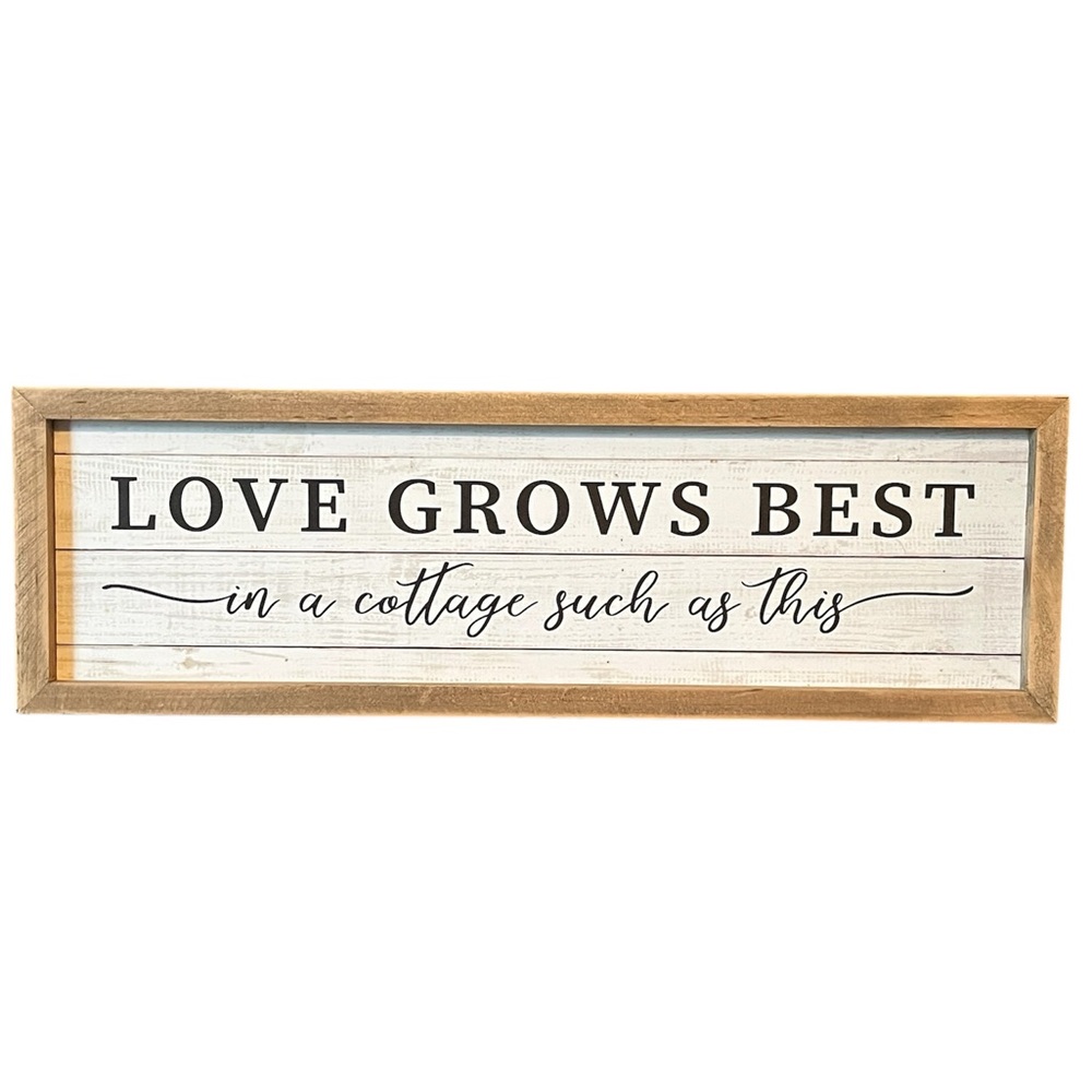 “Love Grows Best In A Cottage Such As This” Wood Cottagecore Sign Wall Decor